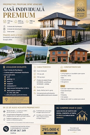 Casa Individuala de Vanzare, Cluj, Baciu, 172 MP utili, 700 MP teren, Pret Negociabil