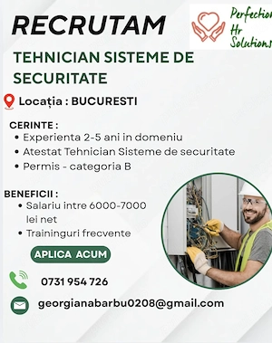 Tehnician sisteme de securitate 6500-7000 net