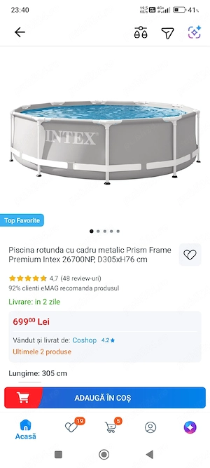 piscina Intex 3,05 m x76 cm,nou