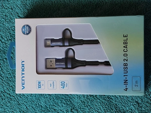 Cablu USB 100W 4in1; 2 metri - imagine 2