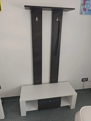  SUPER OFERTA! Set Complet Mobilier Hol Modern (Cuier + Pantofar Inalt + Oglinda + Banca)