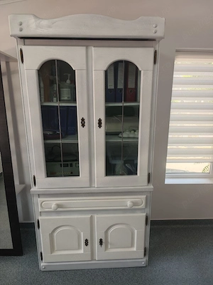  PIESE UNICAT! Set 2 Dulapuri   Vitrine din Lemn Masiv Reconditionate (Stil Shabby Chic   Vintage)