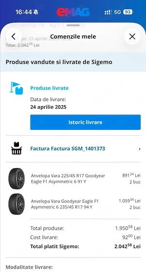 Set 4 jante aliaj + anvelope Goodyear Eagle F1 Asymmetric 6 R17  - imagine 7