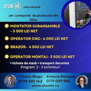 Angajam operatori productie in Sibiu