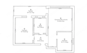 Apartament 3 camere, 73 mp, terasa, Buna Ziua