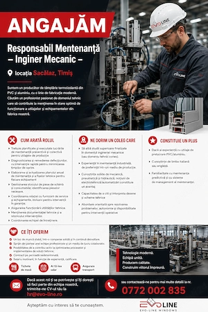 ANGAJAM Responsabil Mentenanta  Inginer Mecanic 