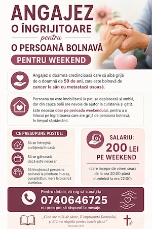 Angajez îngrijitoare pentru weekend