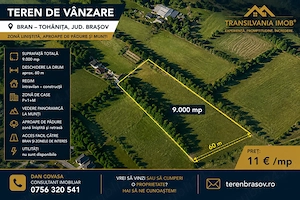 Teren 9.000 mp Bran   Tohănița | Intravilan | Deschidere 60 m Vedere Panoramica