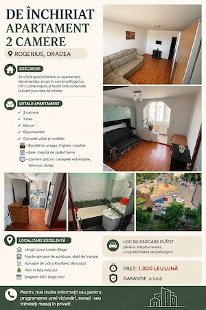 Apartament de închiriat Oradea zona Rogerius 