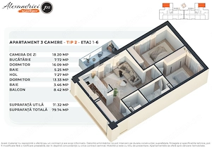 ANTIAERIANA | APARTAMENT 3 CAM DECOM | 74 mp Utili | ALEXANDRIEI 152 - imagine 19