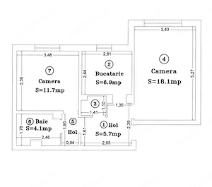 2 cam decomandat centrala proprie zona Complex Studentesc - imagine 2