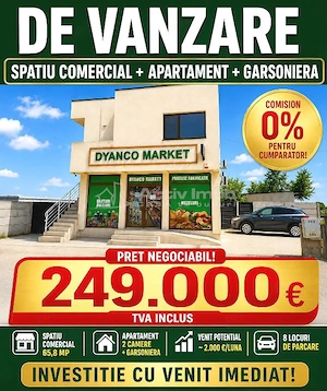 Vanzare -  Spatiu Comercial + Apartament + Garsoniera - Clinceni - 249000E negociabil - tva inclus -