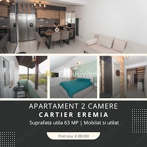APARTAMENT 2 CAMERE - EREMIA - MOBILAT SI UTILAT -