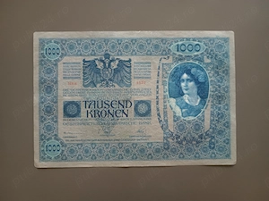  Bancnotă 1000 coroane Austro - Ungaria 1902 VF+
