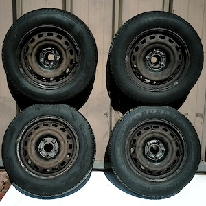 Set jante otel 5x108 R15, dimensiune 6 1/2J x 15 H2, ET42, cu anvelope,4 capace  Peugeot si prezoane