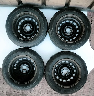 Set jante otel 5x108 R15, dimensiune 6 1/2J x 15 H2, ET42, cu anvelope,4 capace  Peugeot si prezoane - imagine 2