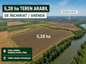 Proprietar dau în arendă 5,28 ha teren arabil - Moșnița Nouă - Urseni, Timiș