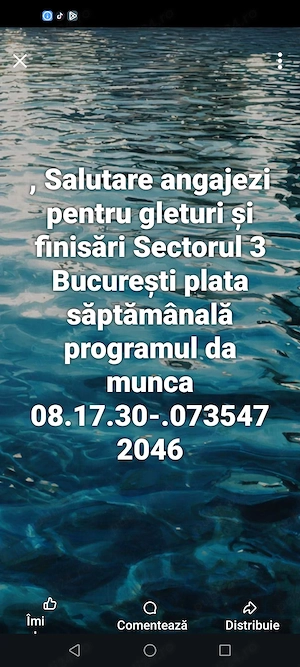 Angajez meseriași la glet  