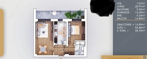 Apartament de vanzare 2 camere,70 m utili, Bucuresti  - imagine 5