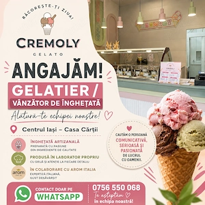 Angajăm gelatier vânzător înghețată 