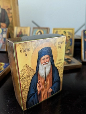 Icoana lemn Sfântul Porfirie Kavsokalivitul -                                              
