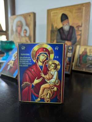 Icoană lemn - Maica Domnului Grabnic Ascultătoarea  - Gorgonikos, de la Mănăstirea Dochiariu 