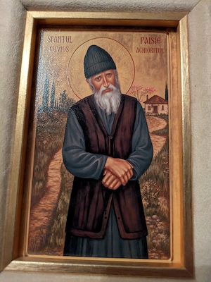 Icoana pe sticlă - Sfântul Paisie Aghioritul