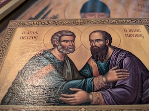 Cutie din lemn pentru tămâie și obiecte creștinești    Sfinții Apostoli Petru și Pavel