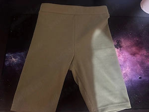 Pantaloni scurți damă tip biker, verde kaki, ribbed