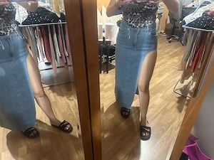 Fustă lungă din denim albastru