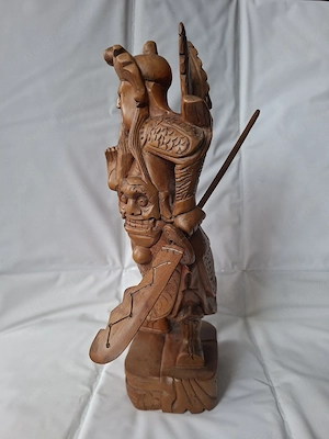 Statuetă din lemn masiv   Generalul Guan Yu   Zeul Războiului
