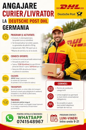 Angajare curier livrator Deutsche Post DHL Germania 