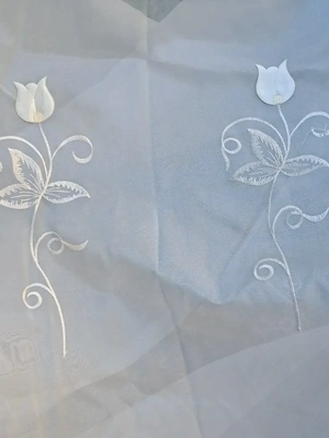Superbă perdea voal  crem transparenta cu broderie florală,  Nou!
