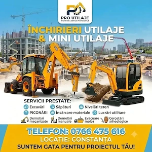inchiriez buldoexcavator cu picon si miniexcavator 2 tone
