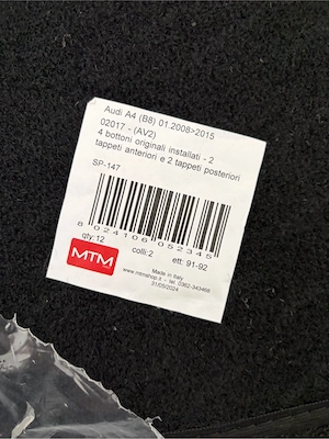 Covorașe NOI Audi A4 B8 2008–2015 MTM Italy – set 4 bucăți - imagine 3