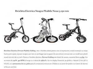 2 Biciclete electrice pliabile neagru noi -3250 ron buc, 2 Trotinete electrice pliabile-2250ron buc