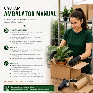 Ambalator manual   lucrator comercial in Gagu -Ilfov (3200 - 3800 Ron)