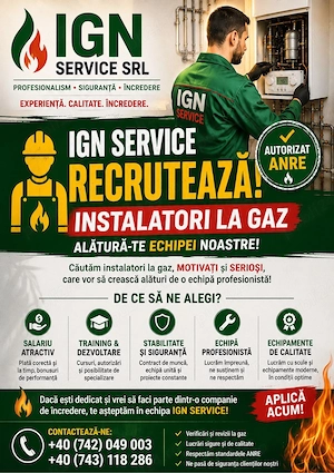 Angajam Instalatori Verificari si Revizii la Gaz
