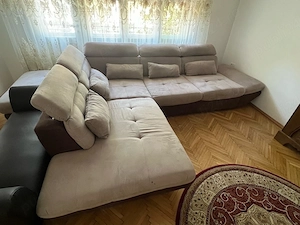 Colțar extensibil, tapițerie bej, în stare excelentă, dimensiuni exacte incluse, preț negociabil - imagine 5