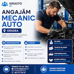 Igrasto HR angajeaza Mecanic Auto