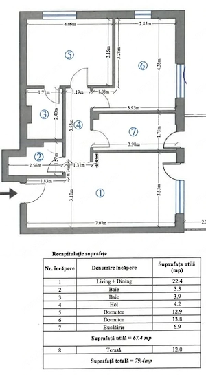 Apartament 3 Camere bucatarie inchisa si Terasă 12 MP cu Vedere Liberă - imagine 22