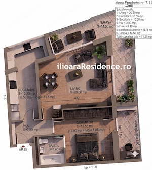 2 camere, 71 mp, 500 m metrou Nicolae Grigorescu (Ilioara), Park Lake