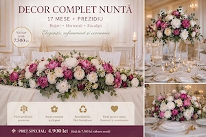 Decor complet nuntă cu flori artificiale 