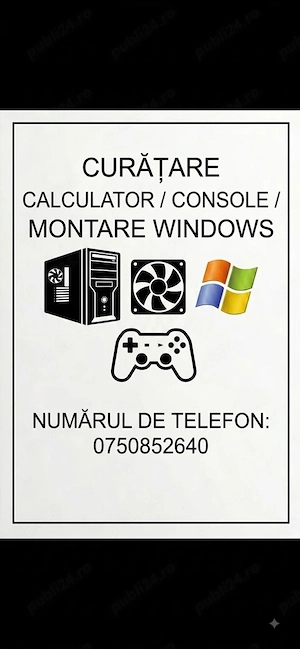 Curățare calculatoare console montare windows.