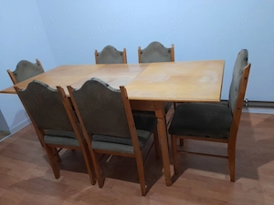 Vand masa extensibila din lemn cu 6 scaune