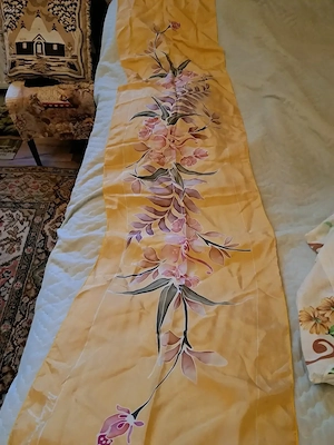 Superbă eșarfă damă lungă din mătase naturală Malaysian Batik 