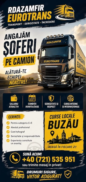 Angajez șofer profesionist CE curse locale Buzau 