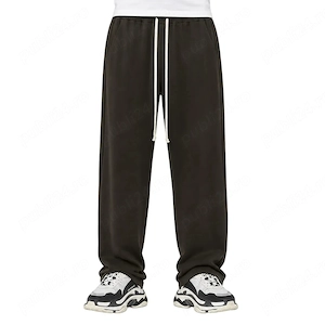 Pantaloni Bărbați Maro - Croială Largă (Wide Leg) cu Șnur Lung