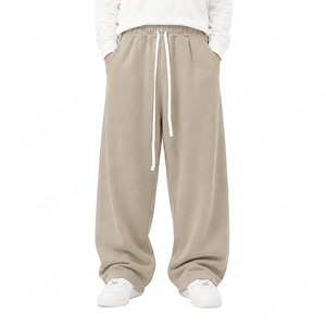 Pantaloni Lungi Largi Bărbați Camel cu Șnur Lung și Buzunar la Spate