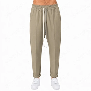 Pantaloni Lungi Slim Bărbați Casual Maro Deschis cu Șnur